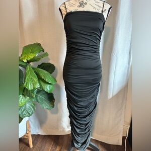 Elegant Black Ruched Dress